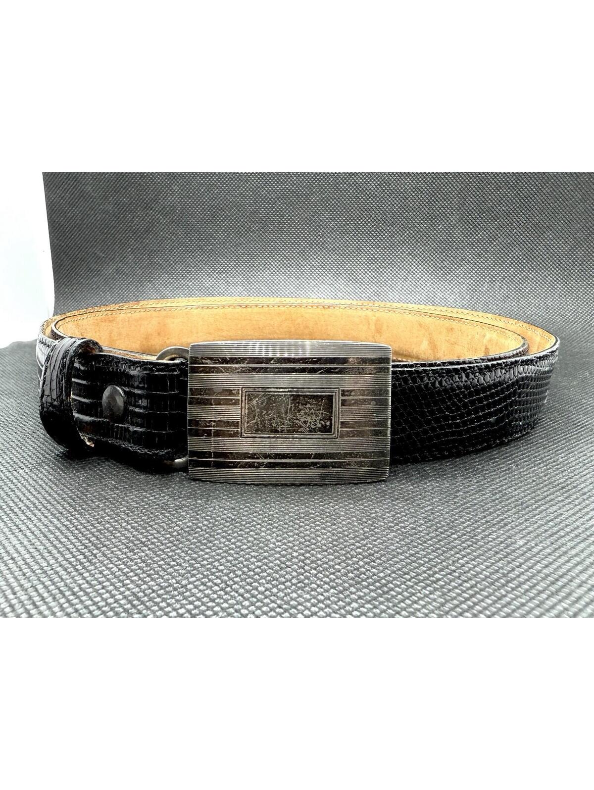 Vtg Tiffany&Co Sterling Silver 36" Un-Monogrammed Lizard Skin Belt Quiet Luxury